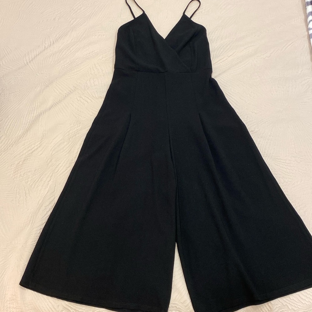 The Vanity Room black deep v neck jumpsuit with zipper
